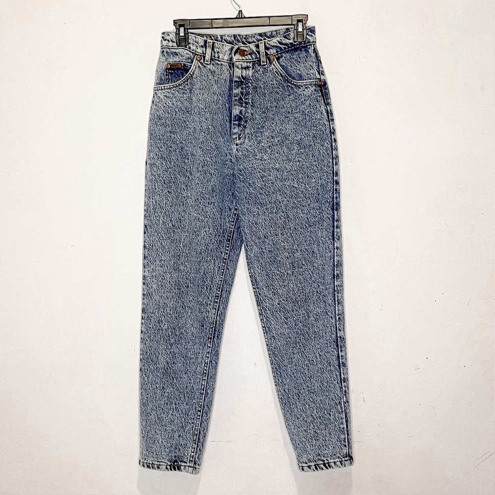 Vintage Lee Acid Wash High Waisted Tapered Leg Mom Jeans Size 10P Union Made
